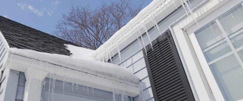 House with potential ice damming on roof